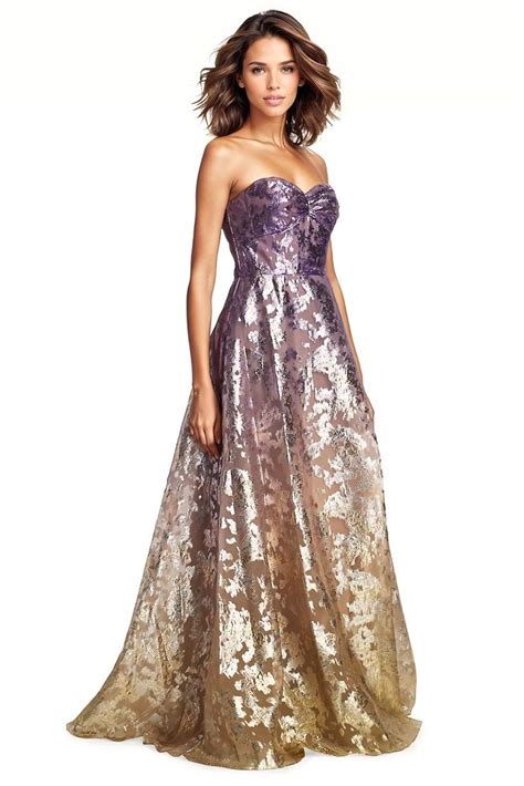 ombre silk metallic fil coupe fabric|Ombré Fil Coupe Strapless Gown .